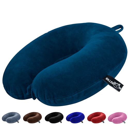 Billebon Premium Neck Pillow for Travelling Airplane Travel Pillow Comfortable Head Rest Neck Holder Pillow (Grey) - Navy Blue