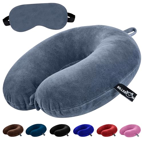 Billebon Premium Neck Pillow for Travelling Airplane Travel Pillow Comfortable Head Rest Neck Holder Pillow (Grey) - Grey Neck Pillow With Eye Mask