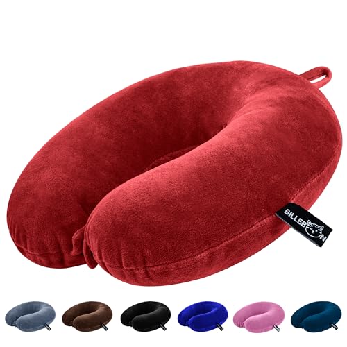 Billebon Premium Neck Pillow for Travelling Airplane Travel Pillow Comfortable Head Rest Neck Holder Pillow (Grey) - Red