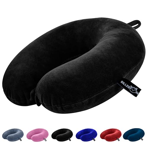 Billebon Premium Neck Pillow for Travelling Airplane Travel Pillow Comfortable Head Rest Neck Holder Pillow (Grey) - Black