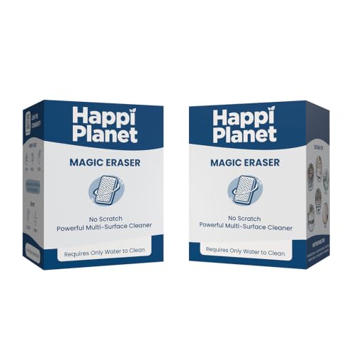 Happi Planet Magic Eraser | Pack of 4 | No Scratch Multi-Surface Cleaning Sponge | Removes 100+ Tough Stains | Just Add Water | Walls, Kitchen, Bathroom, Shoes & Switch Boards - 8 Sponges / Pack of 2