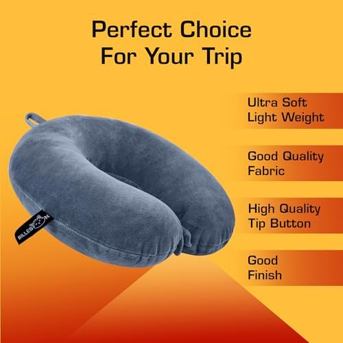 Billebon Premium Neck Pillow for Travelling Airplane Travel Pillow Comfortable Head Rest Neck Holder Pillow (Grey)