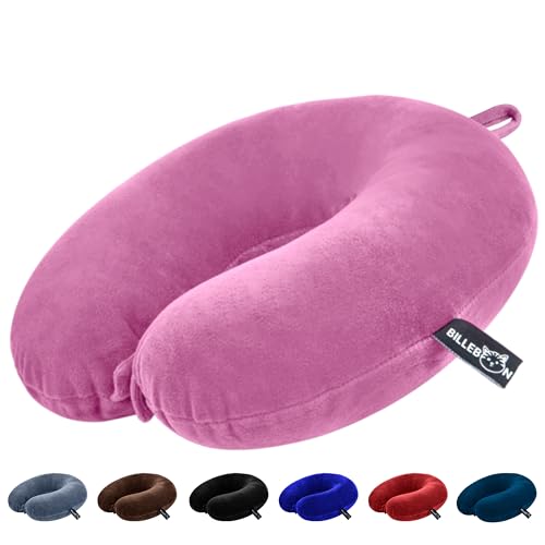 Billebon Premium Neck Pillow for Travelling Airplane Travel Pillow Comfortable Head Rest Neck Holder Pillow (Grey) - Pink