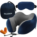 Billebon Premium Neck Pillow for Travelling Airplane Travel Pillow Comfortable Head Rest Neck Holder Pillow (Grey) - Navy Blue Raised Combo