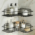 DALUCI Set of 2 Metal Bathroom Corner Shelf Rack | No Drilling Self Adhesive Wall Mounted Storage Organizer for Bathroom & Kitchen | Rustproof Bathroom Shelves (8 & 9 INCH, Black) - Bathroom Corner - Black / 2 Pcs