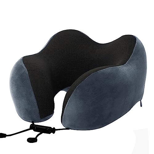 Billebon Premium Neck Pillow for Travelling Airplane Travel Pillow Comfortable Head Rest Neck Holder Pillow (Grey) - Grey Raised