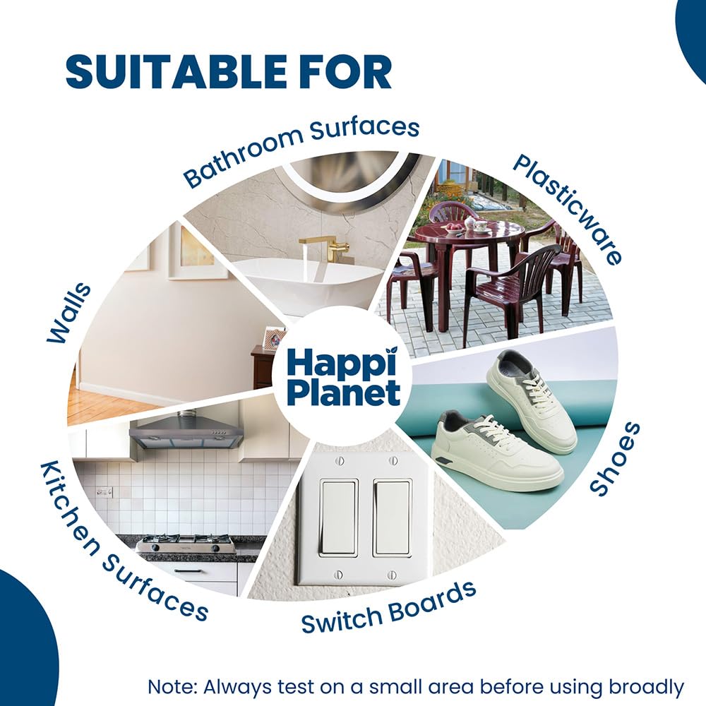 Happi Planet Magic Eraser | Pack of 4 | No Scratch Multi-Surface Cleaning Sponge | Removes 100+ Tough Stains | Just Add Water | Walls, Kitchen, Bathroom, Shoes & Switch Boards