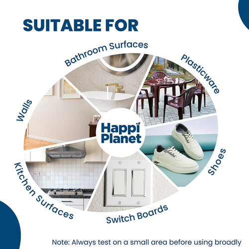 Happi Planet Magic Eraser | Pack of 4 | No Scratch Multi-Surface Cleaning Sponge | Removes 100+ Tough Stains | Just Add Water | Walls, Kitchen, Bathroom, Shoes & Switch Boards