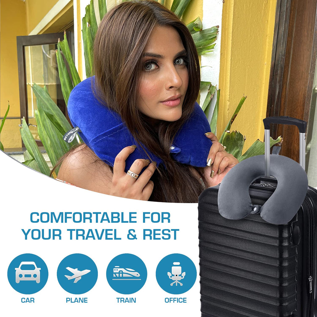 Billebon Premium Neck Pillow for Travelling Airplane Travel Pillow Comfortable Head Rest Neck Holder Pillow (Grey)